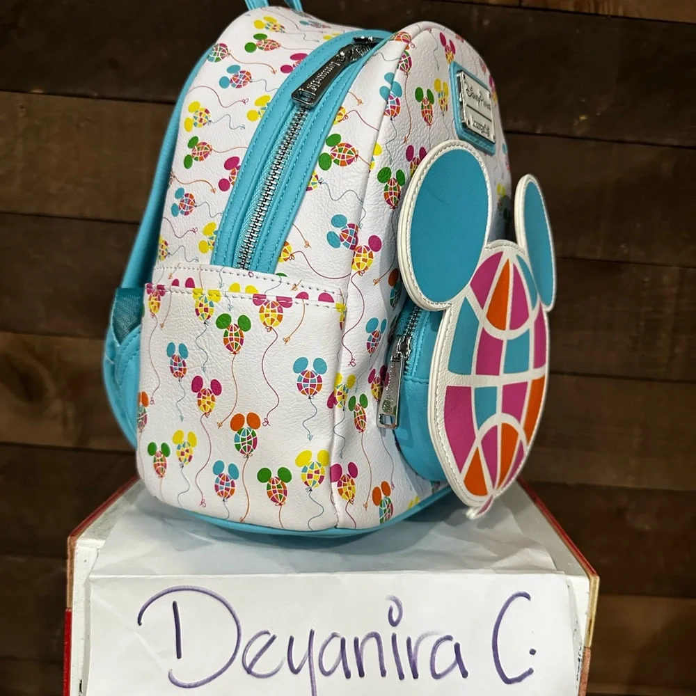 Disney Parks WDW 50th Anniversary Retro Vault Balloons Loungefly Mini Backpack - Picture 3 of 6